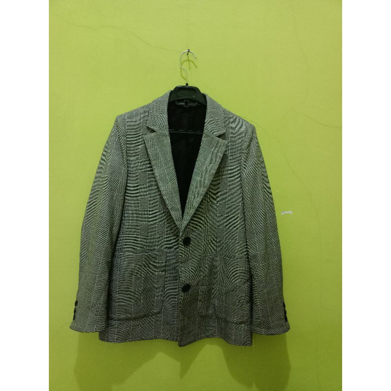 [Branded] Preloved Blazer Brand Spao Premium tartan Thrift Blazer wanita Blazer Abu abu