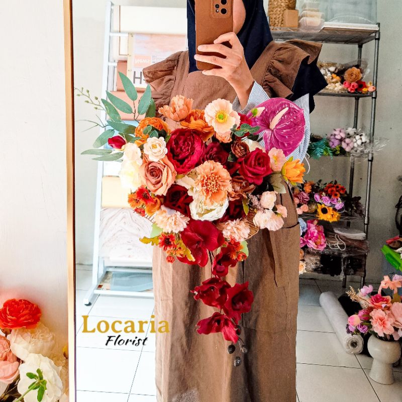 wedding bouquet/buket wedding artificial/hand bouquet wedding/hand buket pernikahan juntai