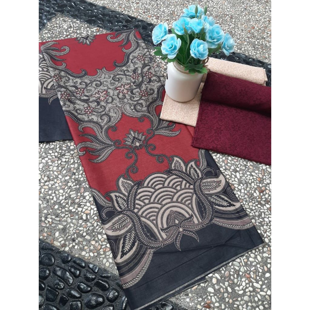 Pusat Batik Pekalongan Murah / Bisa COD / Kain Batik Meteran Murah / Motif Bunga Tulip