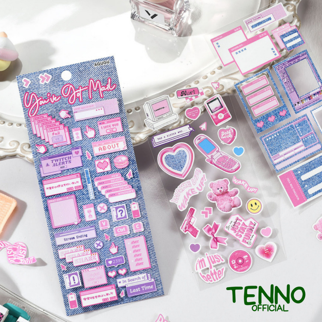 

TENNO Sticker Isi 3 Lembar Motif Denim Jeans Antik Lucu Vintage Stiker Scrapbook Hiasan Tempel Aesthetic Estetik Dekoratif DIY