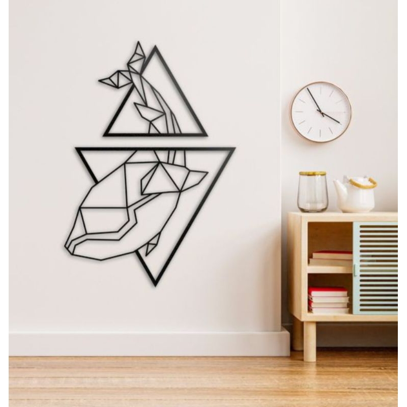 WALLDECOR HIASAN DINDING AESTHETIC | GEOMETRI STIK BAMBU HEWAN PAUS BINGKAI SEGITIGA | HIASAN DINDIN