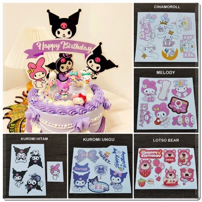 Cake topper kertas karakter sanrio my melody kuromi cinnamoroll beruang pink lotso toy story / toper