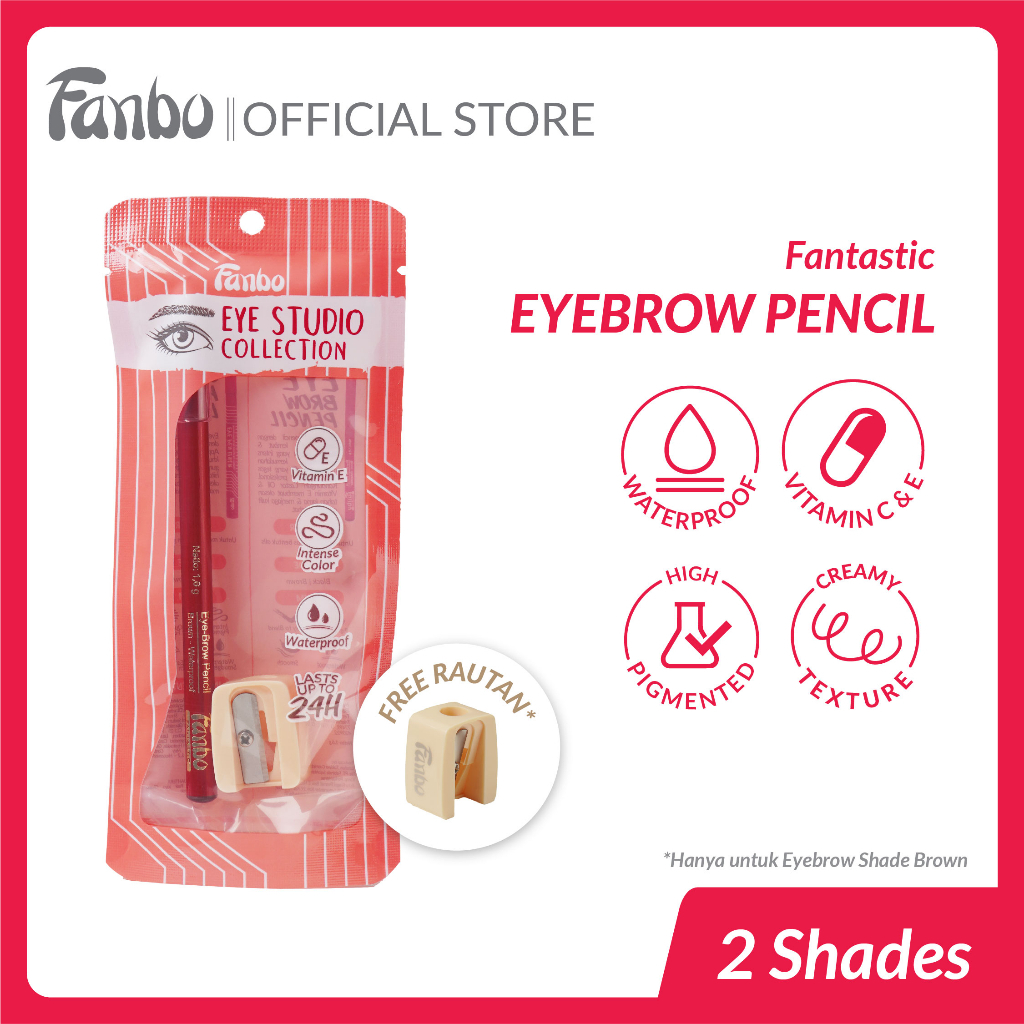 Fanbo Pencil Alis / Fanbo Fantastic Eyebrow Pensil Alis Brown Bonus Sikat Alis / Rautan