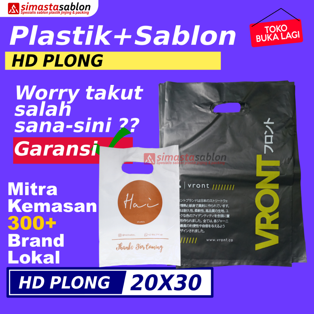 Sablon Kresek kantong plastik baju custom HD Plong 20 x 30 garansi – simasta sablon