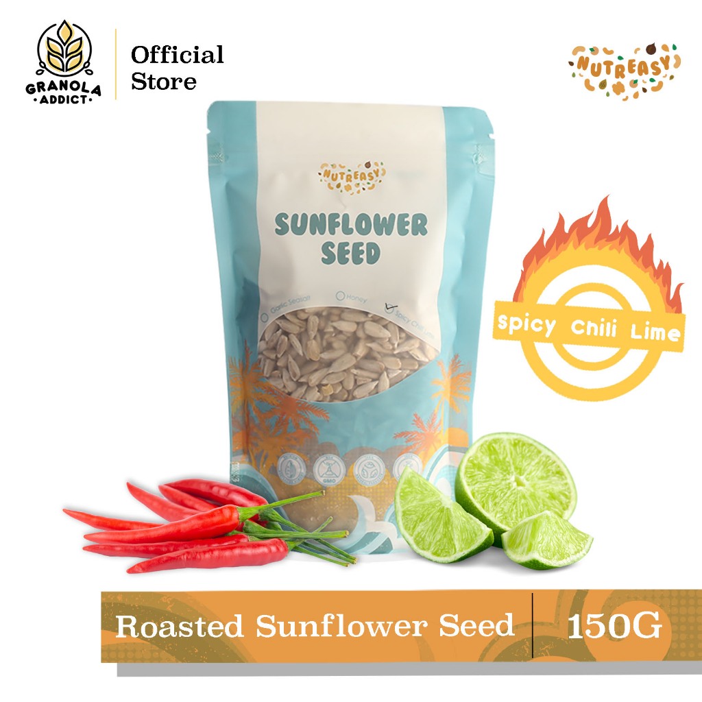 

Granola Addict - Nutreasy Roasted Sunflower Seed (Spicy Chili Lime) / Kuaci Rasa Pedas 150G