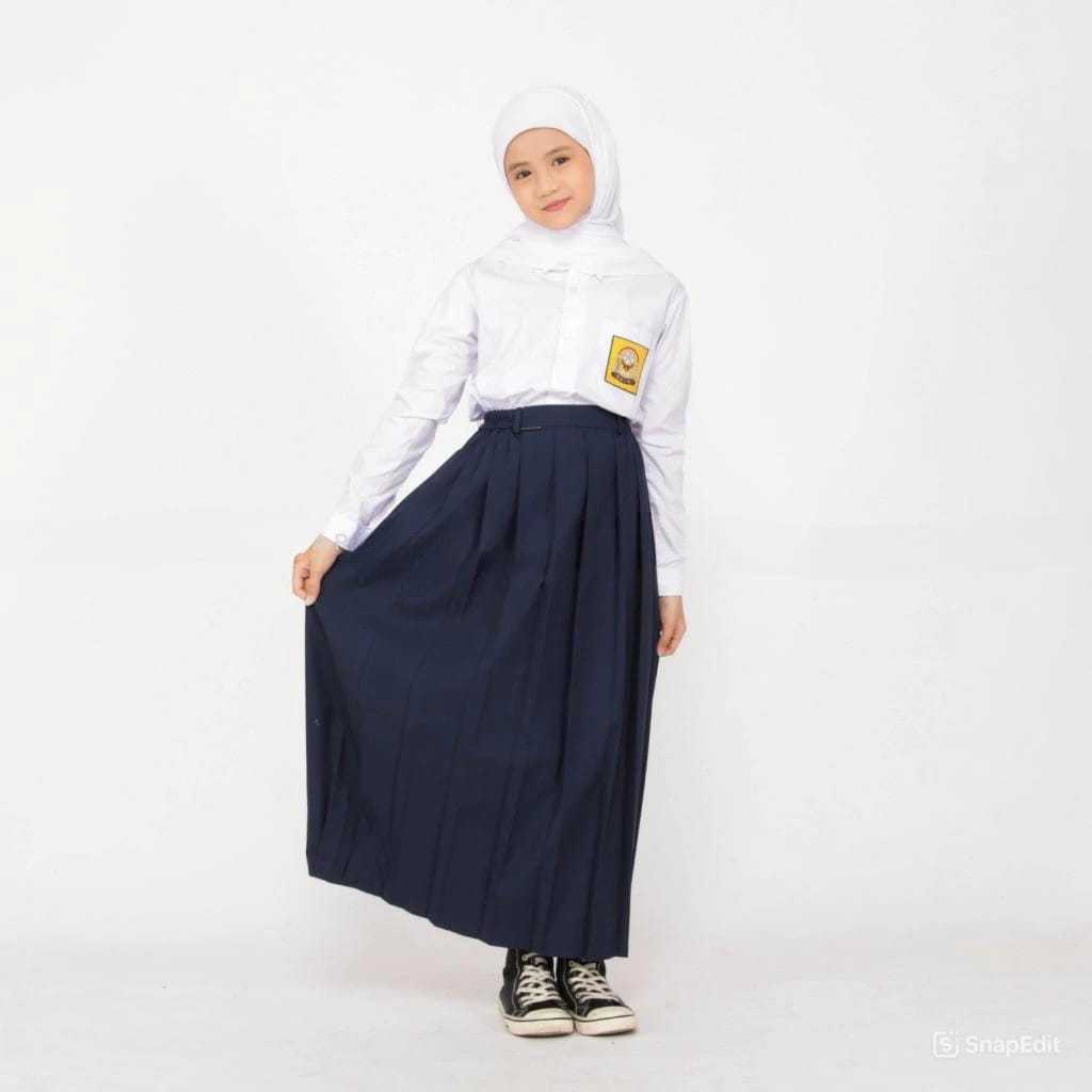 Rok SMP Panjang Perempuan Seragam Sekolah SMP Rok Panjang Rempel Lipit Warna Biru hitam cokelat
