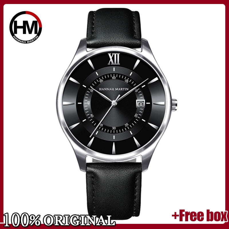 HANNAH MARTIN Jam Tangan Pria 100% Original Model Terbaru Keren Quartz COWOK Kulit Anti Air Men Arlo