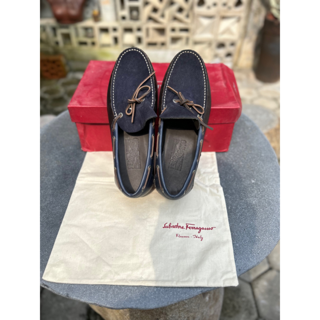 NEW Salvatore Ferragamo Men shoes Hickory Blue Martin