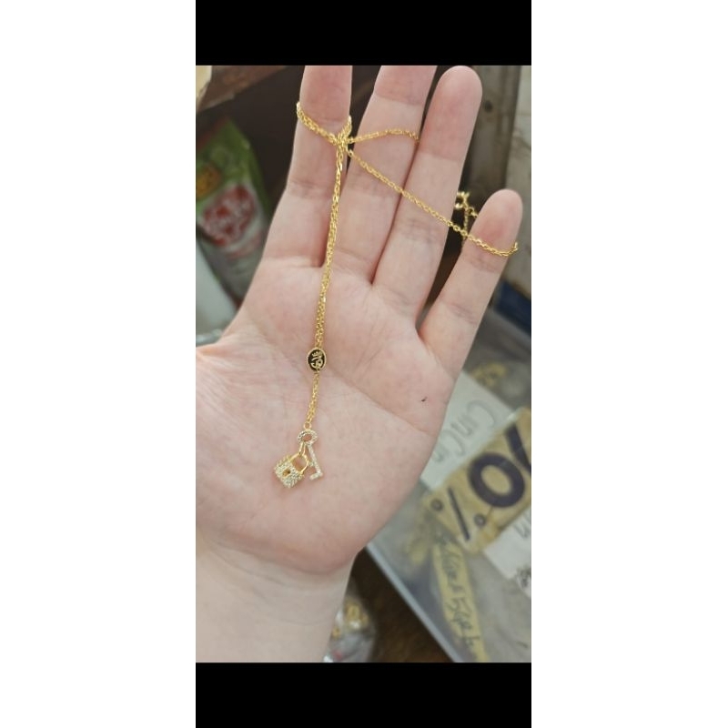 kalung dancing stone ivan kuning gold bulat mewah emas asli 375 igun