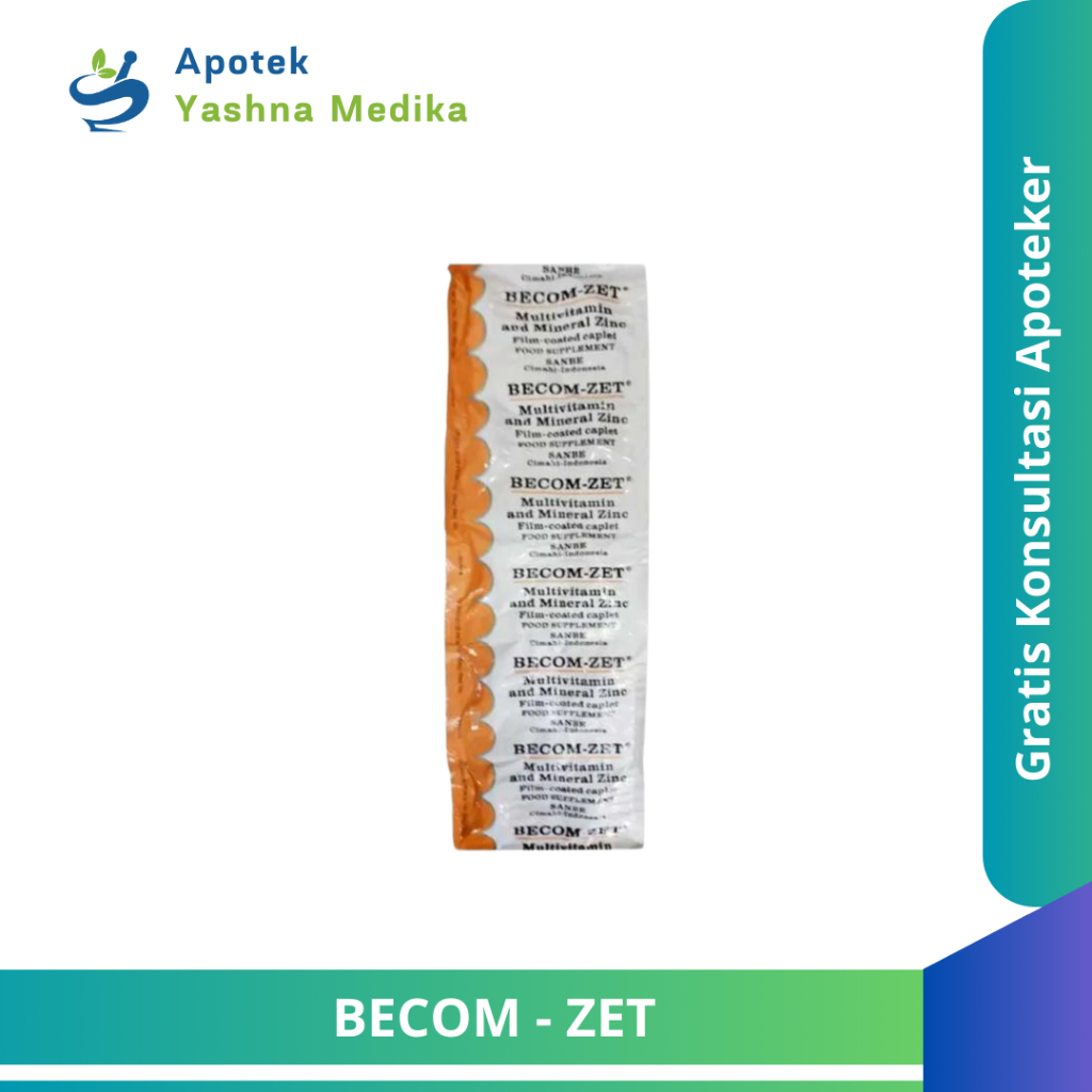 Becom-Zet 1 Strip - Suplemen Multivitamin, Mineral, dan Zinc untuk Suplementasi Vitamin B Kompleks, 