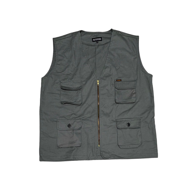 Fatgoods Vest Rompi Pria Cotton twill abu muda