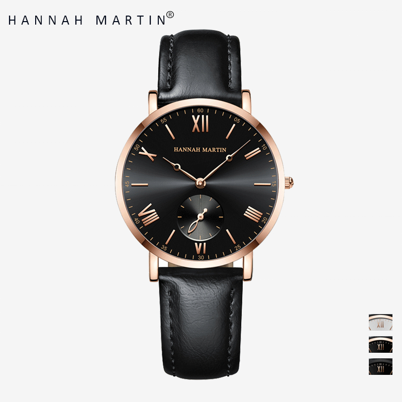 HANNAH MARTIN Jam Tangan Wanita 100% Original Keren Anti Air Branded Mode Elegan Kulit Kuarsa Arloji
