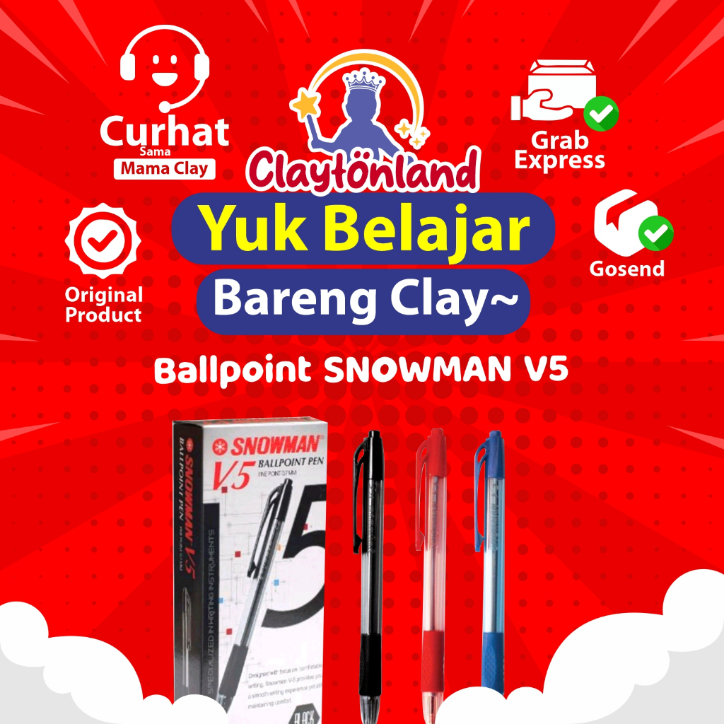 

12Pcs PULPEN / Ballpoint SNOWMAN V5 / Pena V5 SNOWMAN (LUSIN - 12 PCS)