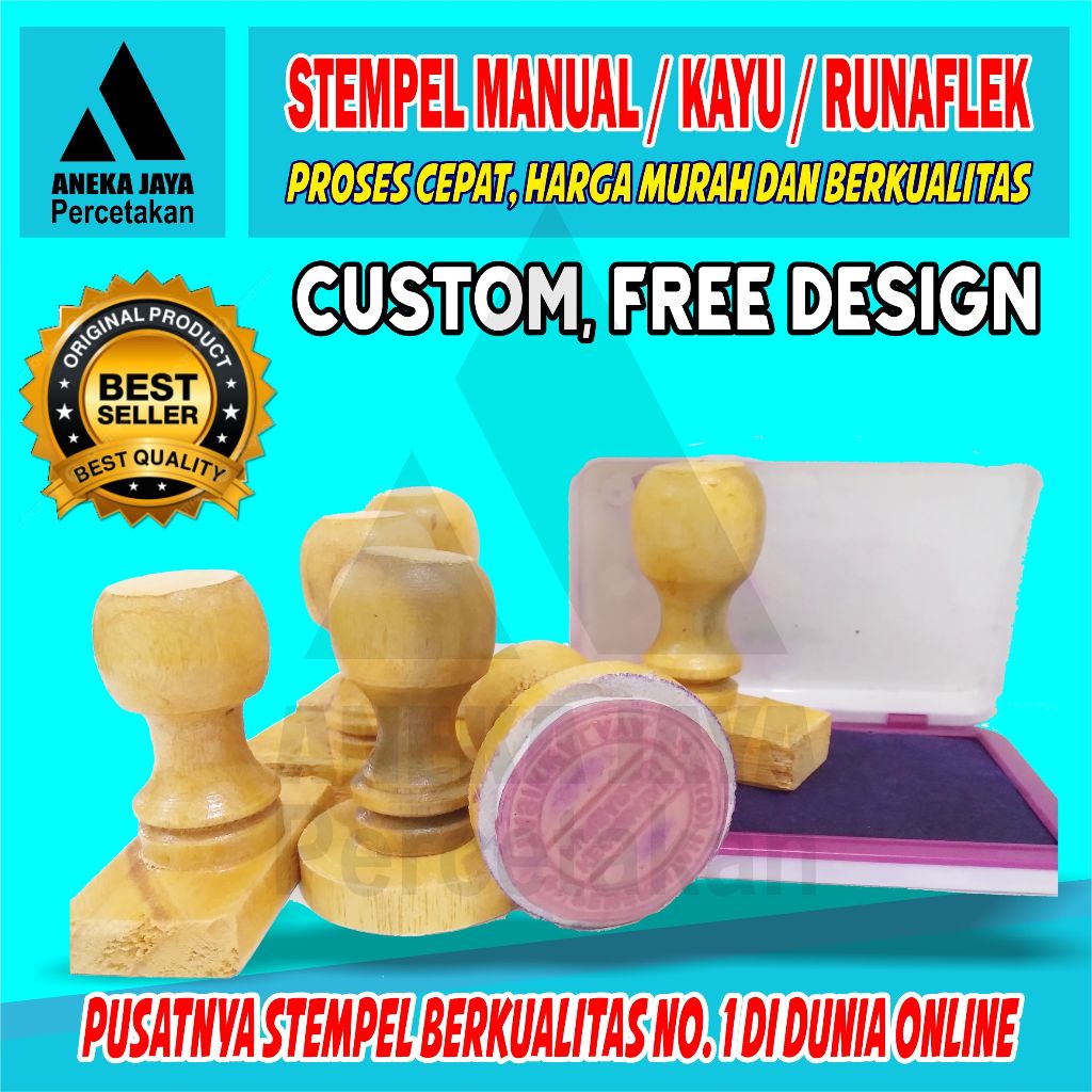 

Stempel manual, stempel kayu, stempel runaflek