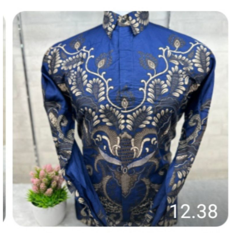 kemeja batik pria murah Medan navy