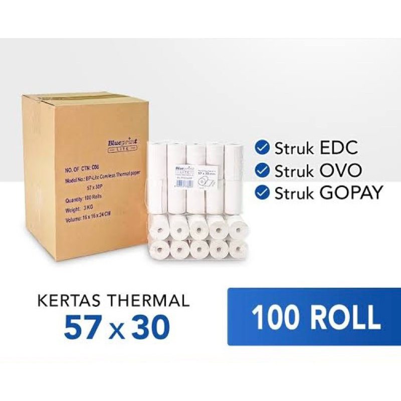 

Kertas struk kasir 57x30 58x30 isi 10 roll / Struk 57x30 isi 10 roll