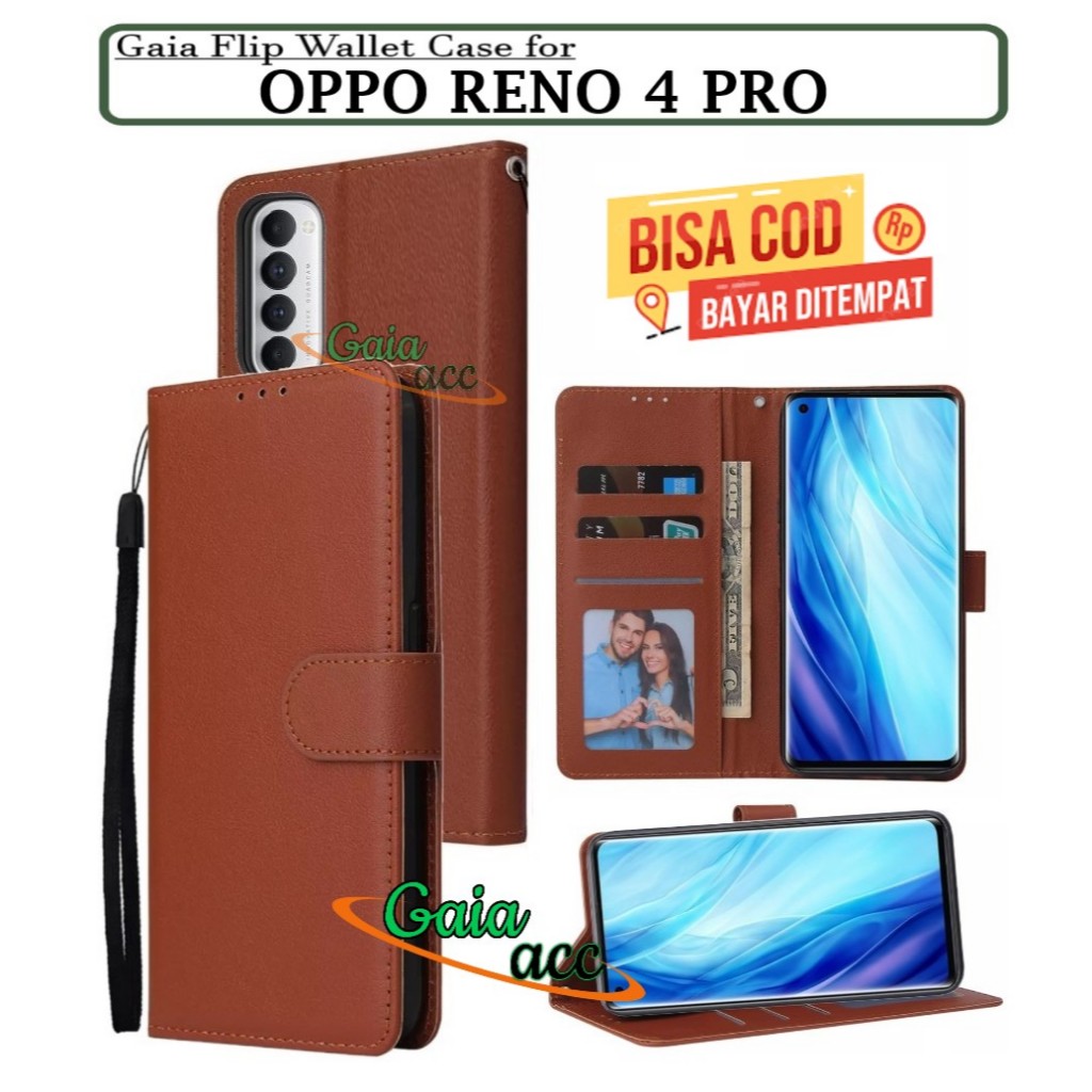 CASING UNTUK OPPO RENO 4 PRO FLIP LEATHER CASE PREMIUM-FLIP WALLET CASE UNTUK OPPO RENO 4 PRO