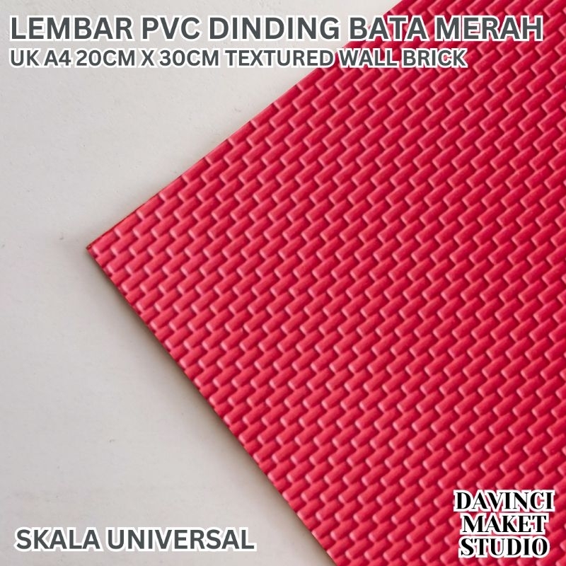 Miawmiaw_Id Miniatur Batu Bata Merah Lembar Plastik Tekstur Pvc Maket Diorama - Brick Sheet Skala