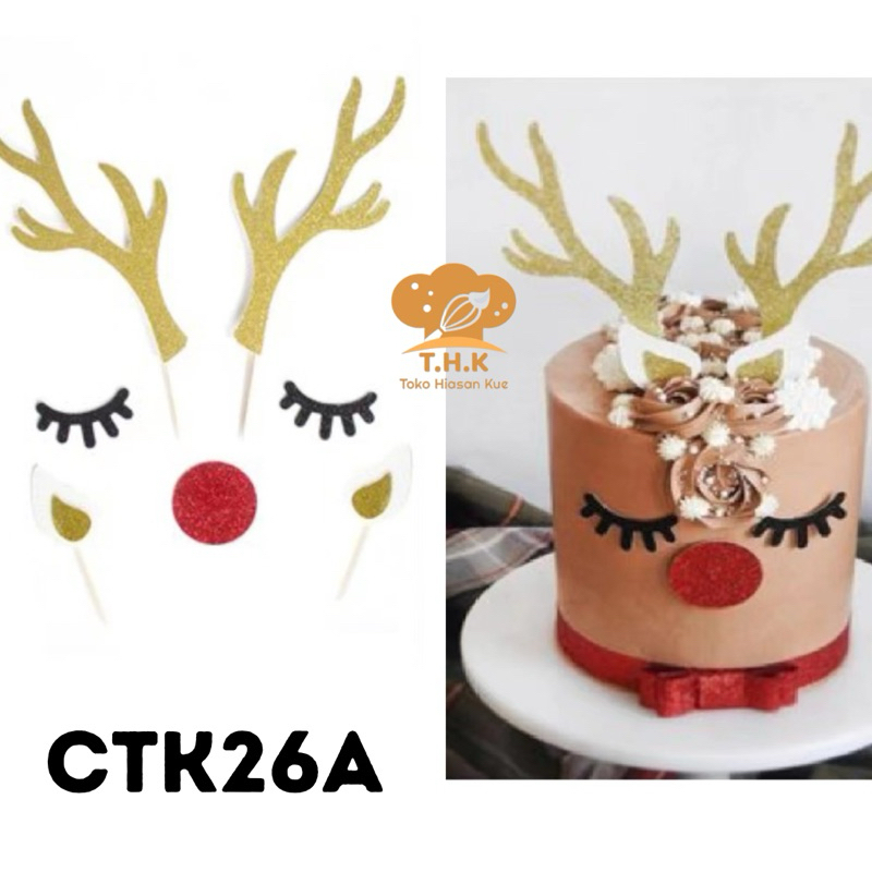 CTK26 - Hiasan Kue Cake Topper Karton Tanduk Rusa Kelinci