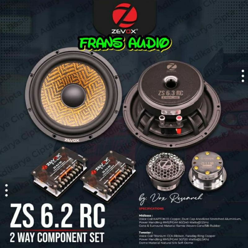 Speaker Zevox ZS 6.2RC speker 2way ZS 6.2 RC  2way compoment set