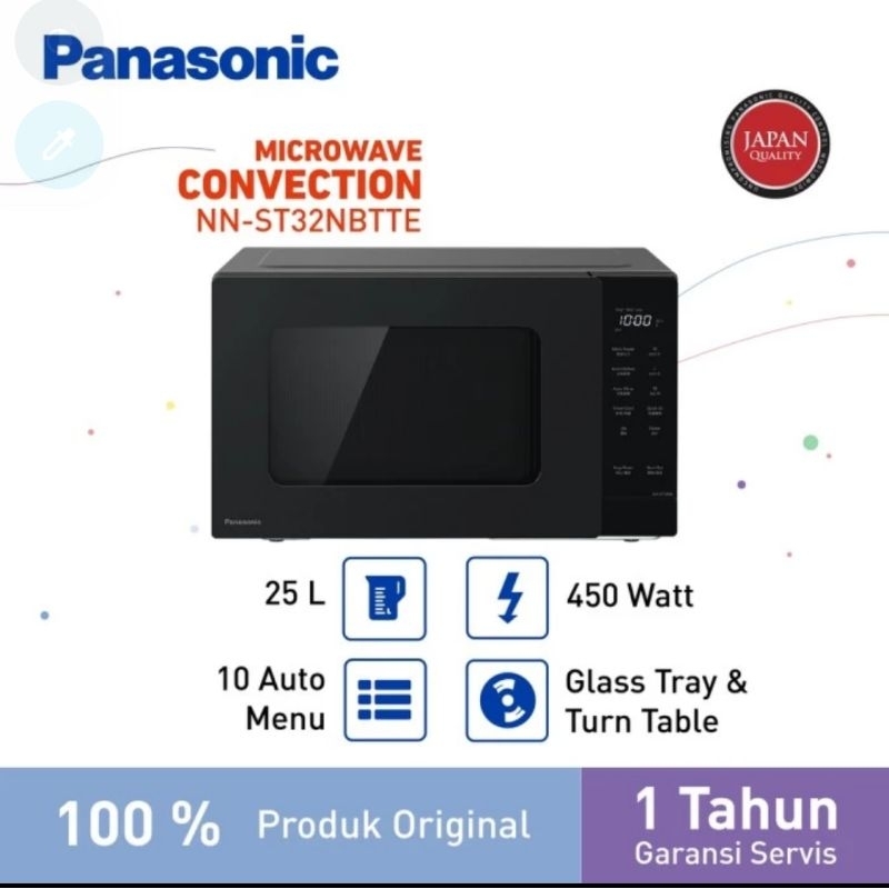 Panasonic NN-ST32NBTTE Microwave Oven 25L Hitam/Perak