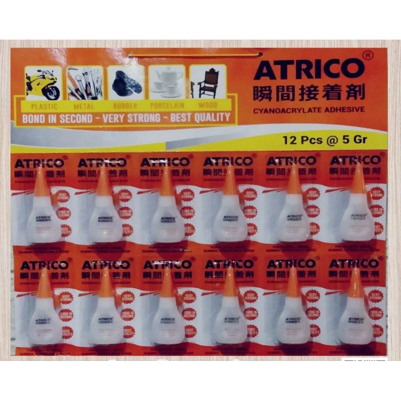 

Lem Atrico Super Glue Kualitas No. 1 @12 Pcs