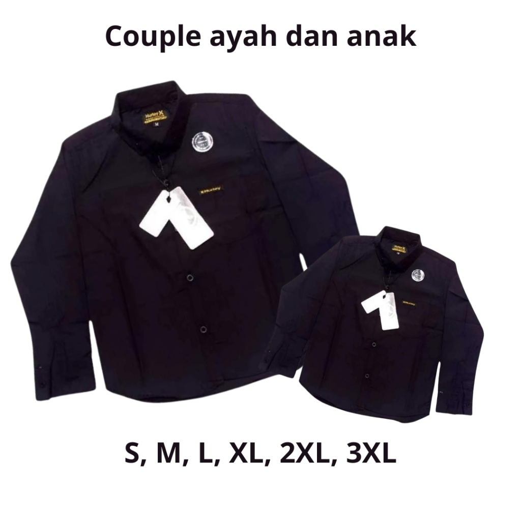 kemeja polos ayah dan anak couple lengan panjang / kemeja anak / couple keluarga