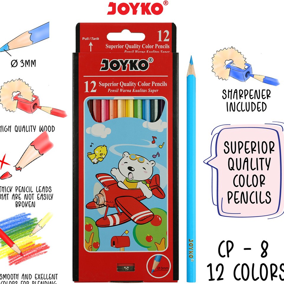 

Sekarang Laris Color Pencil Pensil Warna Joyko CP8 12 Warna