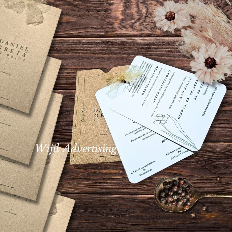 Undangan Pernikahan Amplop Pita  Rustik Vintage Simple Murah Kekinian