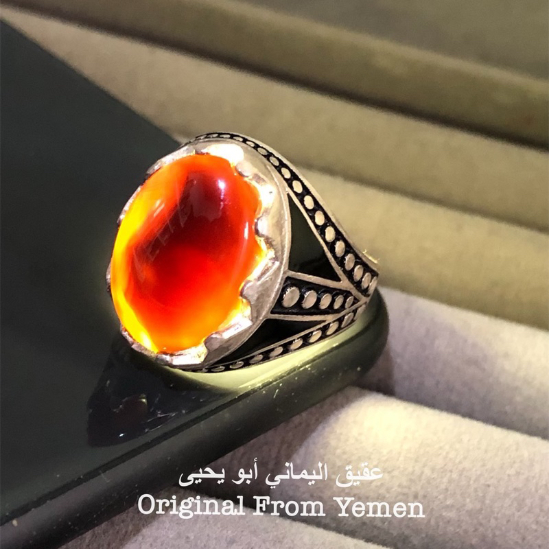 Code AKH35 Akik Yaman Asli Original Hitam Habasyi Ring Perak Kabdi