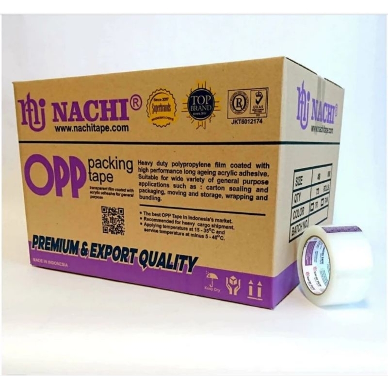 

lakban nachi 48mm x 100 yard TERMURAH Rp 7.600(harga untuk pembelian 1box isi 72 roll)