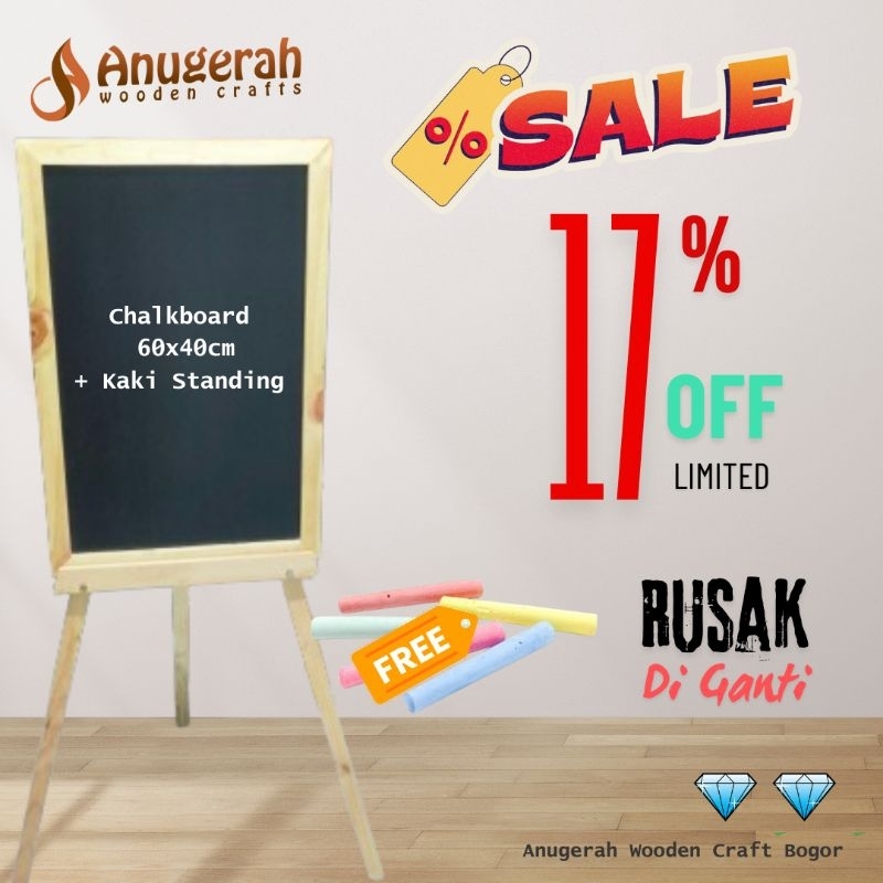 

Promo!! Standing blackboard 40x60cm papan standing 120cm chaklboard standing kapur tulis