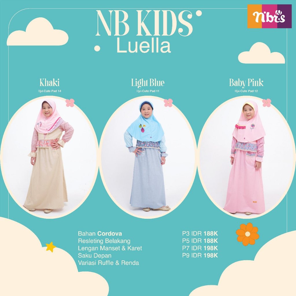 NIBRAS KIDS LUELLA GAMIS ANAK ( TIDAK SET HIJAB )