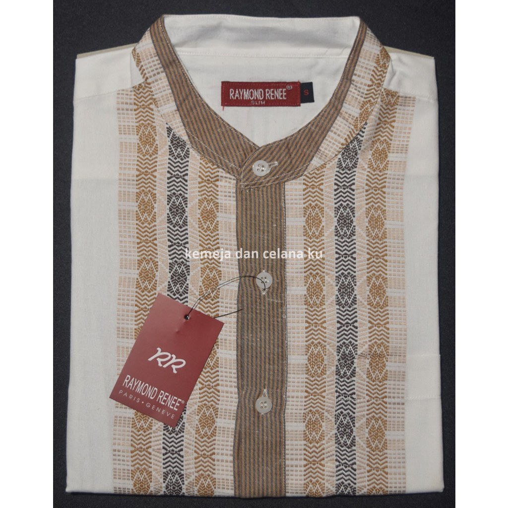 RAYMOND RENEE Kemeja Koko Lengan Pendek Putih Slimfit SST 30