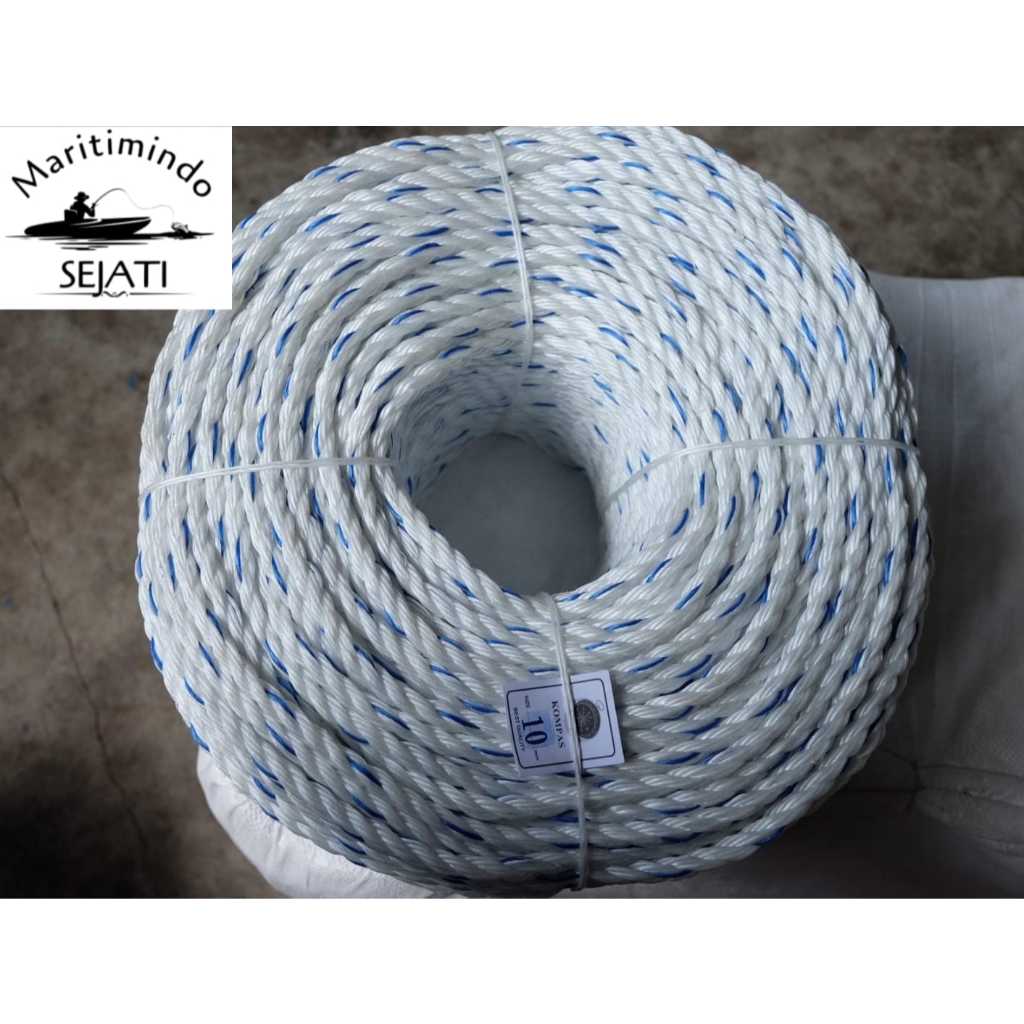 

TALI TAMBANG TALI PP PUTIH BINTIK BIRU 10MM, 12MM HARGA PER ROLL