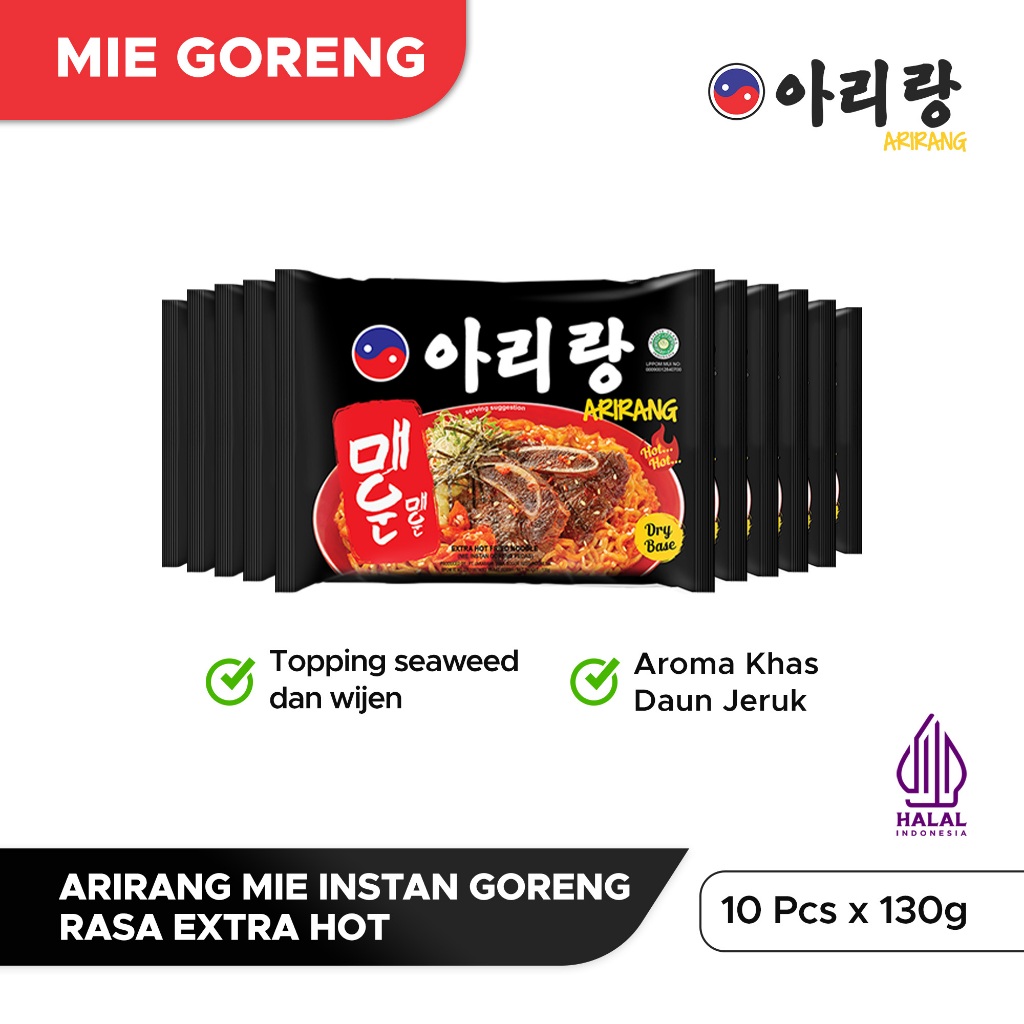 

10 Pcs Arirang Mie Instan Goreng Rasa Extra Hot 130g (AR129)