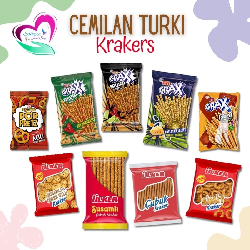 

Cemilan Turki cubuk kreker ETI CRAX | Cracker Turki | Simit Kraker Ulker