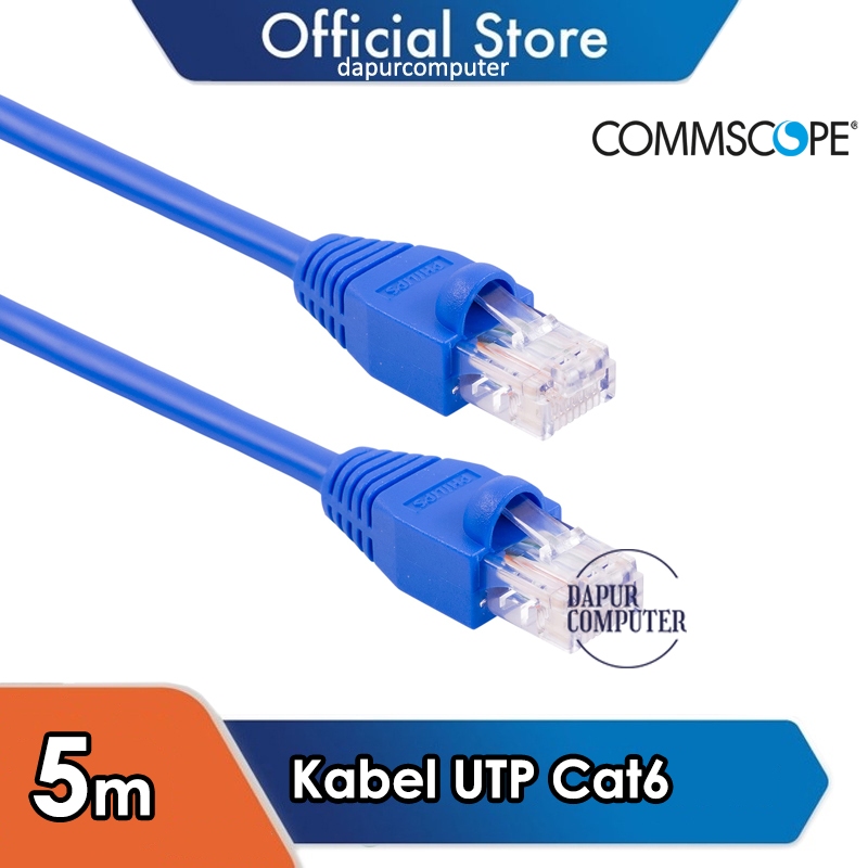 Kabel lan 5 meter indoor cat6 siap pakai internet wifi 5m utp amp commscope meteran