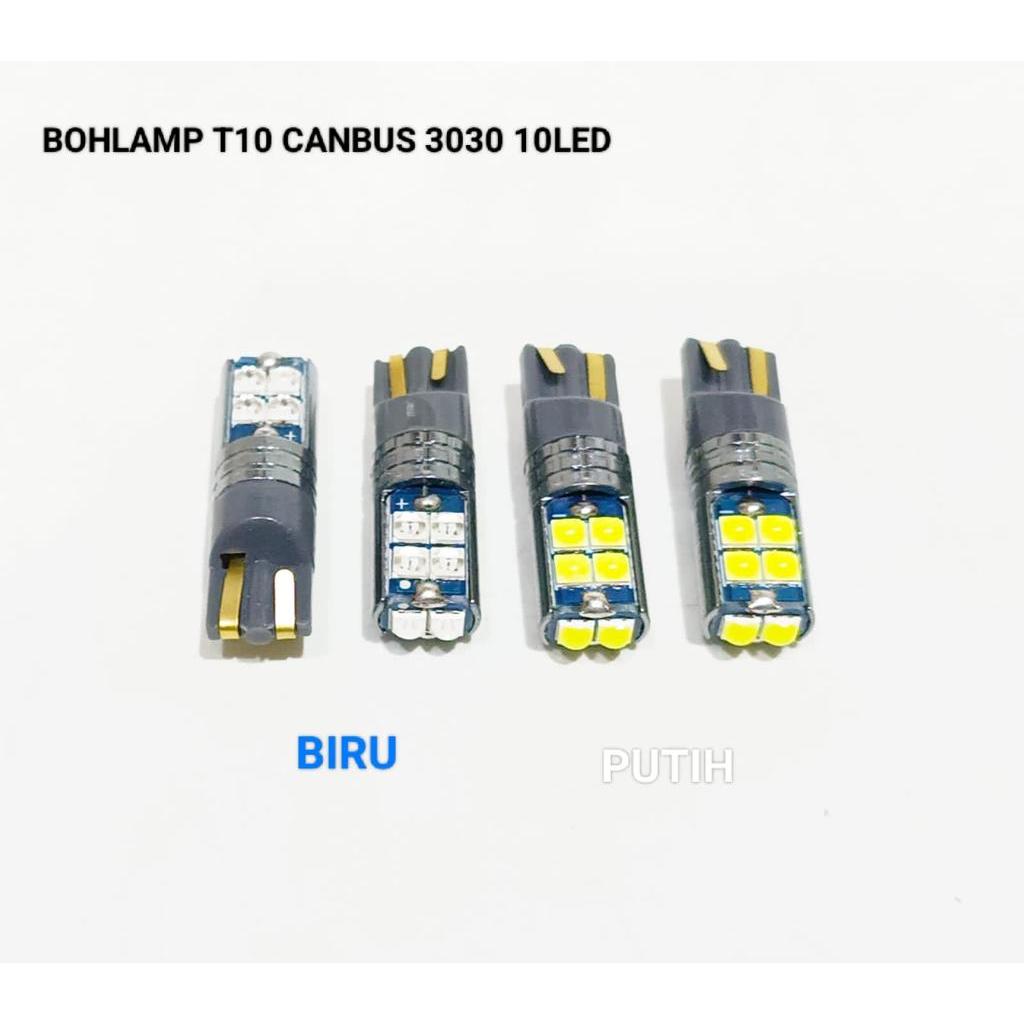 (AK) LAMPU KOTA MOBIL T10 CANBUS 10 LED PUTIH BIRU 12V 3030