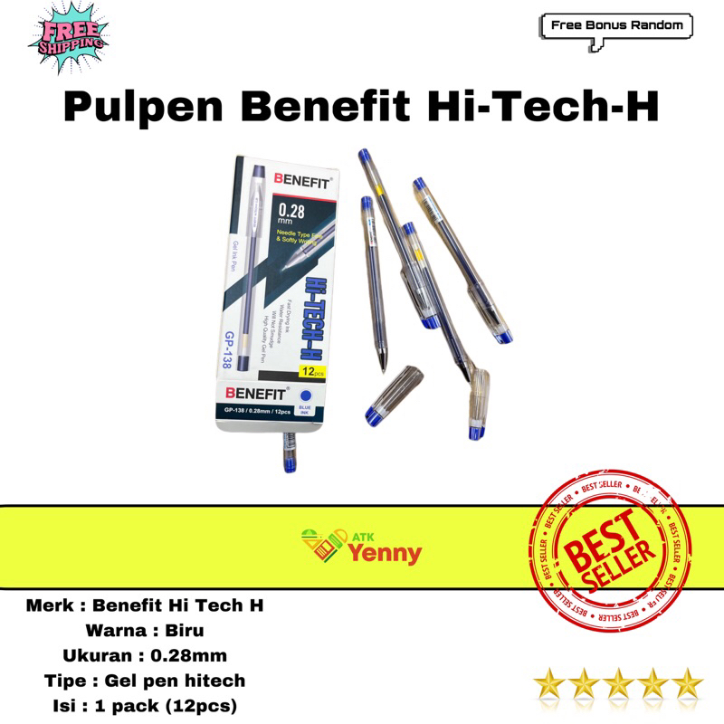 

Pulpen Gel HI-TECH-H Benefit / Gel Pen Benefit HI-TECH-H 0.28mm Warna Biru