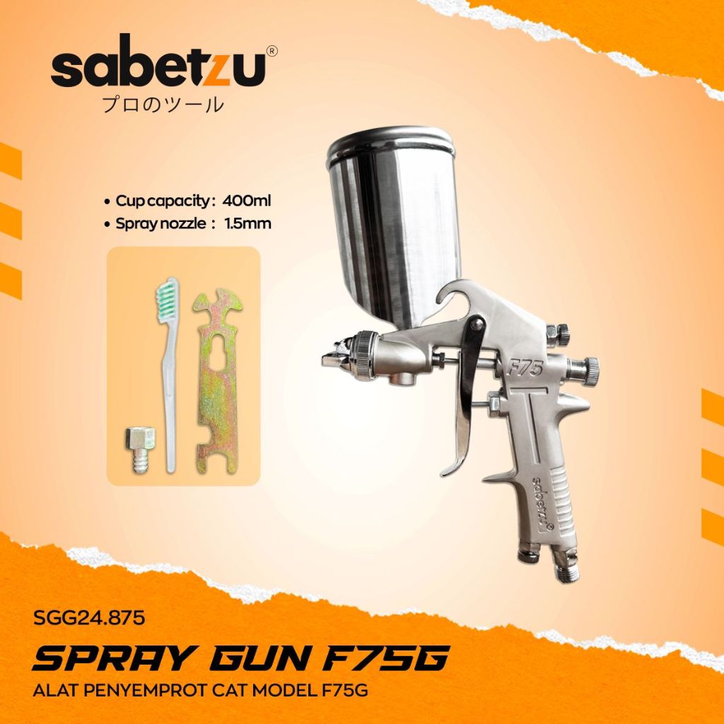 SABETZU Spraygun F75G Tabung Atas 400ML - Alat Semprot Cat Mobil Cup Atas F75g - Alat Penyemprot Cat