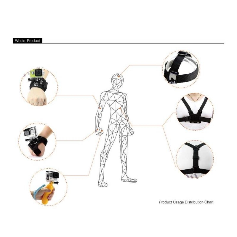 Aksesoris Lengkap Universal Untuk Action Camera Gopro Yi Kogan Brica Bpro Dji Bpro 5 Sjcam Ezviz