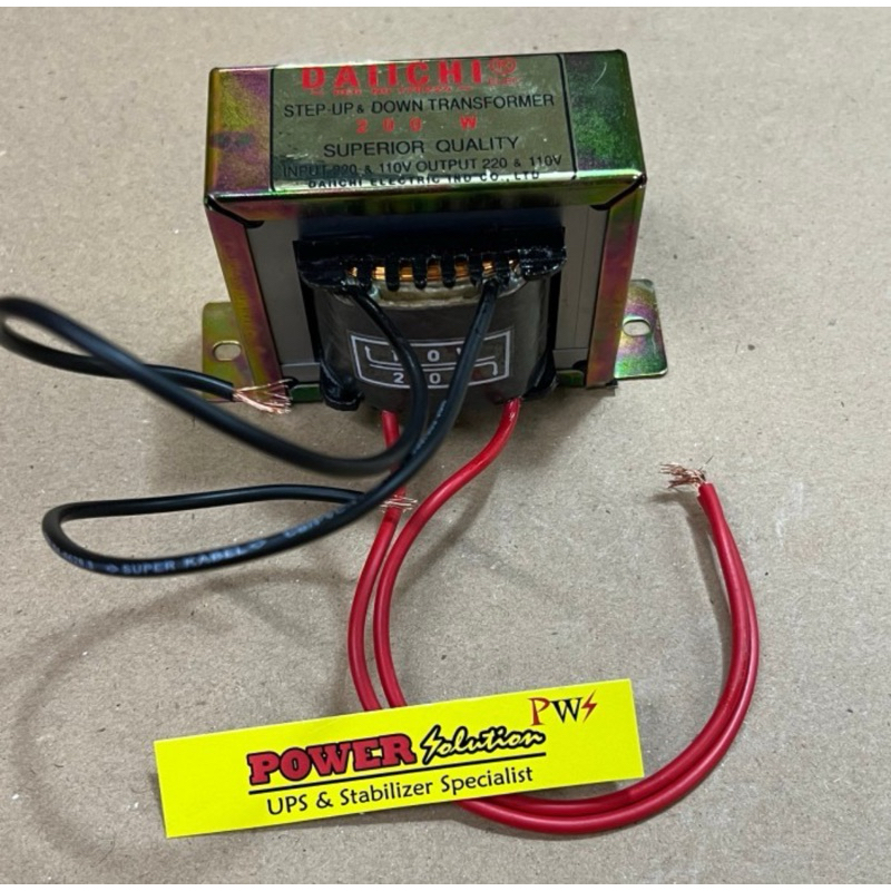 Daiichi 200w 220v ke 110v atau 110v ke 220v Trafo Step Up Step Down 110v - 220v / 220v-110v Travo pe