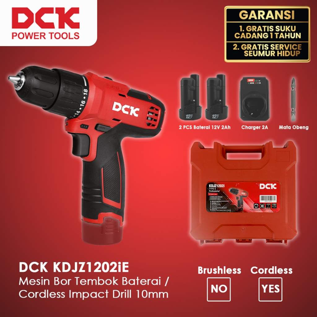 DCK KDJZ1202i Mesin Bor Tembok Baterai / Cordless Impact Drill 10mm