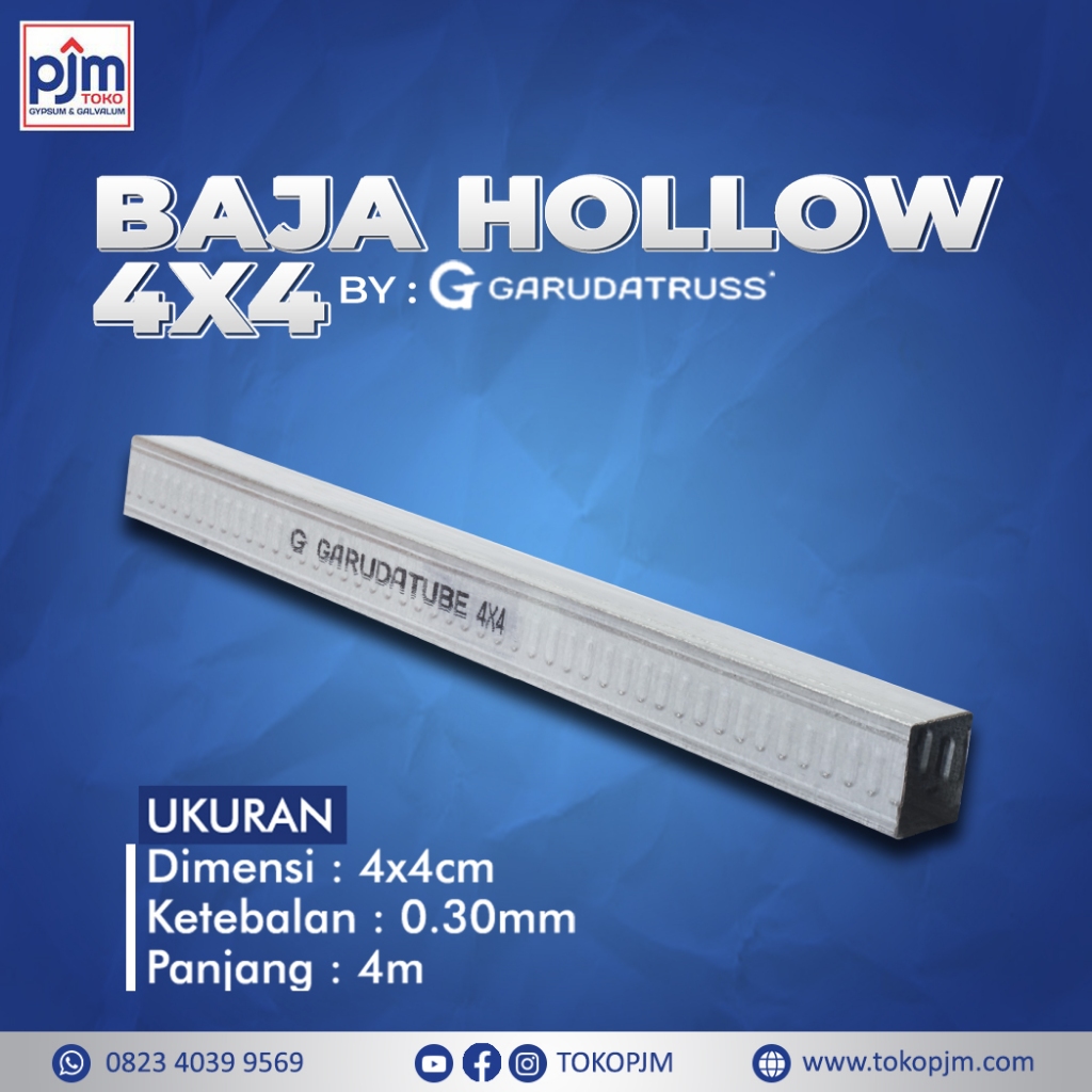 Baja Hollow Garuda Truss 4x4 Tebal 0.30 mm Galvalum untuk Rangka Atap Plafon