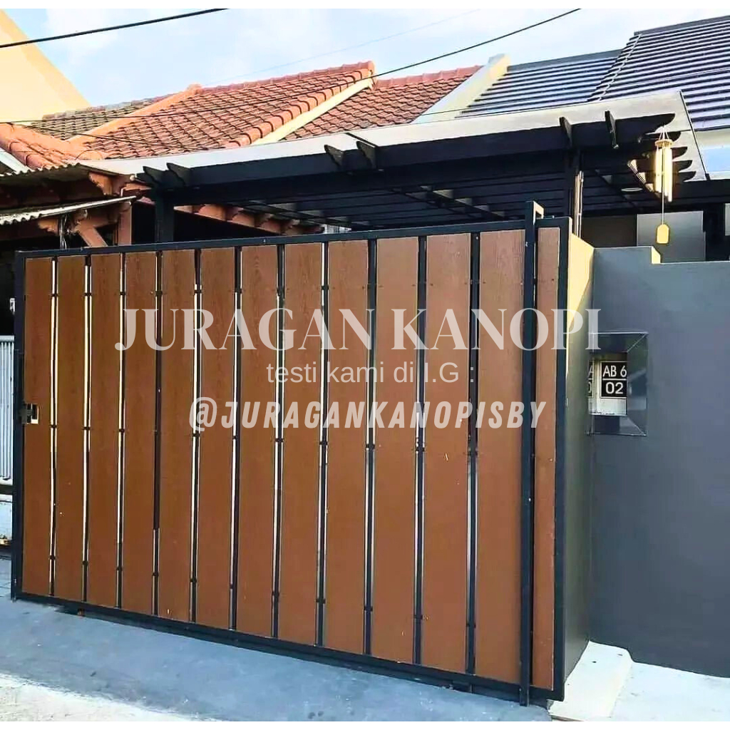 Pintu pagar model lipat dorong minimalis