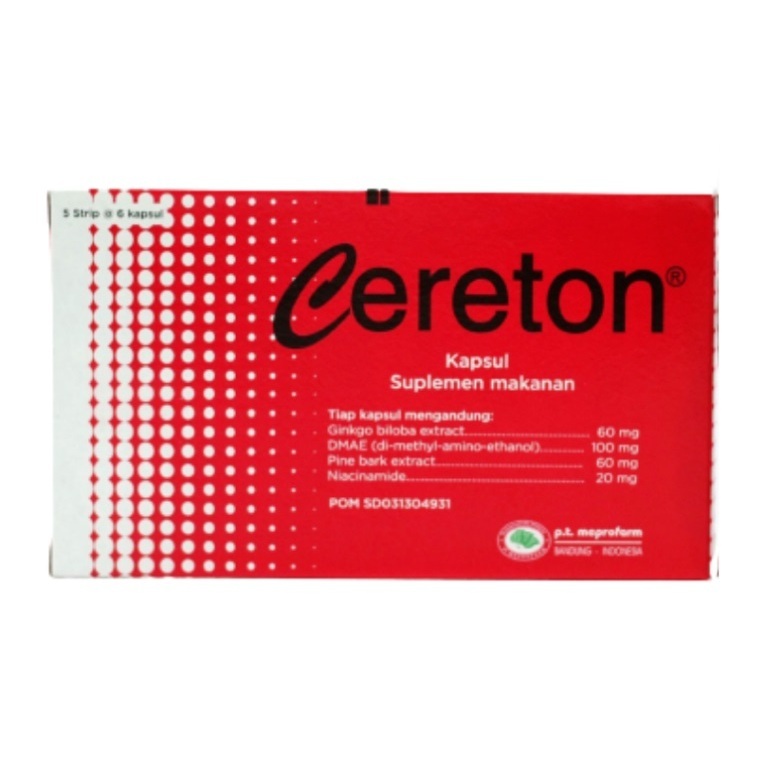 Cereton Box 30 Kapsul - Vitamin Nutrisi Otak - Melancarkan Sirkulasi Darah - Antioksidan