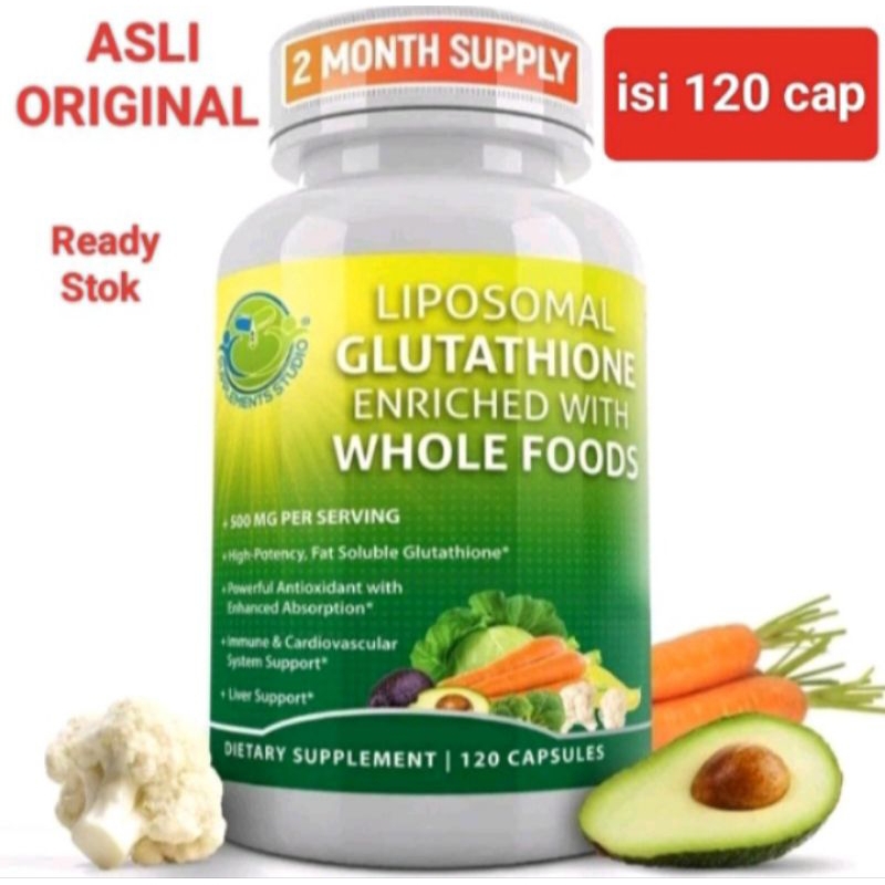 [promo] Liposomal glutathione asli 500ml - L-Glutathione 10 whole foods isi 120 kapsul