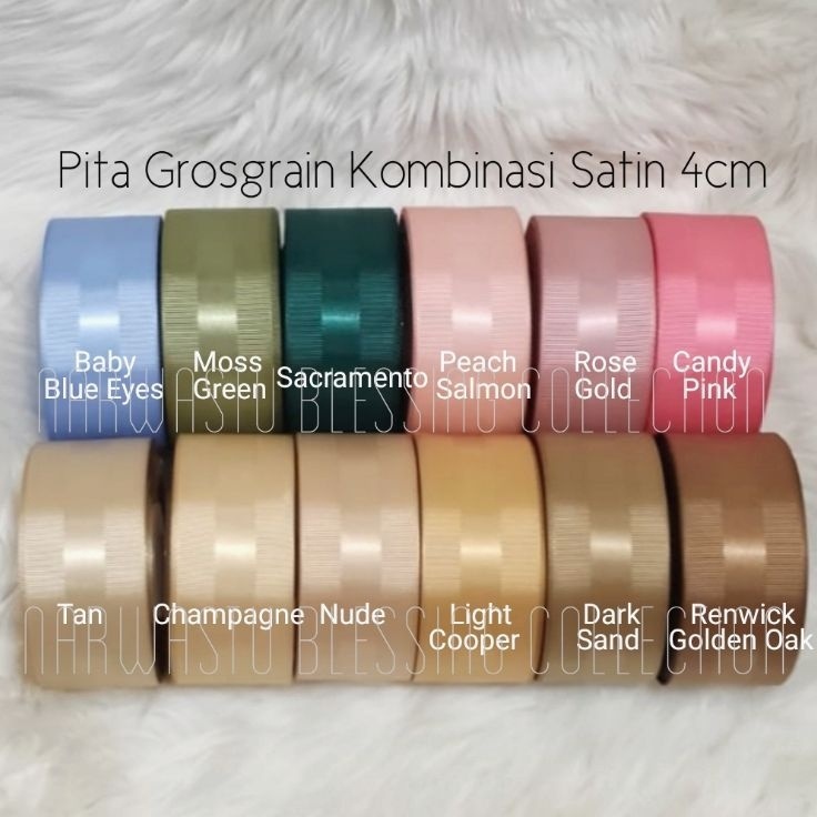 

Harga Hemat Pita grosgrain kombinasi satin Pita grosgrain tepi dan satin 4cm