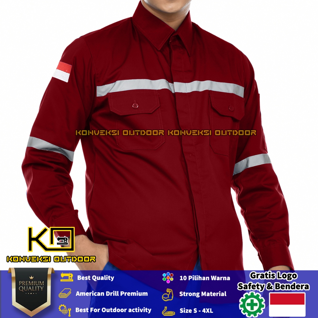 BAJU KEMEJA WEARPACK SAFETY K3 OUTDOOR PRIA - Pakaian Seragam Kerja Wearpack Safety  Lapangan Lengan